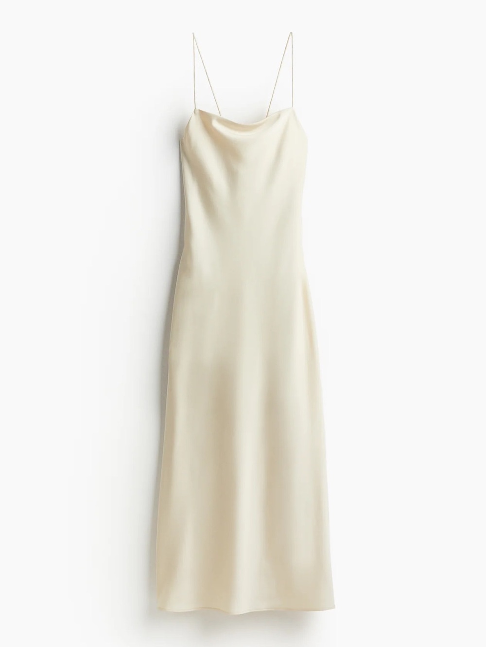H&M Cream Slip Maxi Dress with Spaghetti Straps